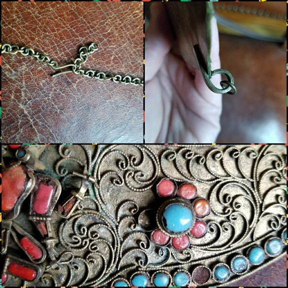 Vintage necklace Tibetan goddess bib Nepali gold tone boho bohemian - Picture 6 of 9